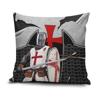 Knights Templar Warrior Red Cross Pillow Cover Crusader Knight In Chainmail Armor With Shield And Sword Art