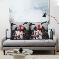Knights Templar Warrior Red Cross Pillow Cover Crusader Knight In Chainmail Armor With Shield And Sword Art