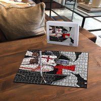 Knights Templar Warrior Red Cross Puzzle Crusader Knight In Chainmail Armor With Shield And Sword Art