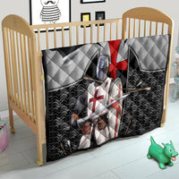 Knights Templar Warrior Red Cross Quilt Crusader Knight In Chainmail Armor With Shield And Sword Art