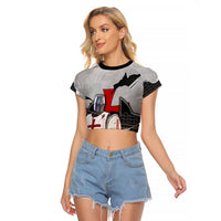 Knights Templar Warrior Red Cross Raglan Cropped T Shirt Crusader Knight In Chainmail Armor With Shield And Sword Art