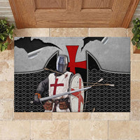 Knights Templar Warrior Red Cross Rubber Doormat Crusader Knight In Chainmail Armor With Shield And Sword Art