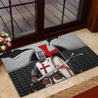 Knights Templar Warrior Red Cross Rubber Doormat Crusader Knight In Chainmail Armor With Shield And Sword Art