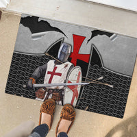 Knights Templar Warrior Red Cross Rubber Doormat Crusader Knight In Chainmail Armor With Shield And Sword Art