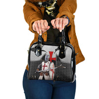 Knights Templar Warrior Red Cross Shoulder Handbag Crusader Knight In Chainmail Armor With Shield And Sword Art