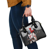 Knights Templar Warrior Red Cross Shoulder Handbag Crusader Knight In Chainmail Armor With Shield And Sword Art