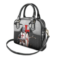 Knights Templar Warrior Red Cross Shoulder Handbag Crusader Knight In Chainmail Armor With Shield And Sword Art