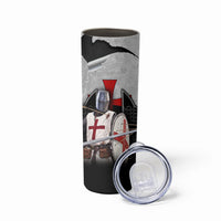 Knights Templar Warrior Red Cross Skinny Tumbler Crusader Knight In Chainmail Armor With Shield And Sword Art