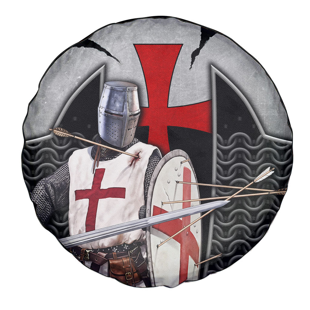 Knights Templar Warrior Red Cross Spare Tire Cover Crusader Knight In Chainmail Armor With Shield And Sword Art