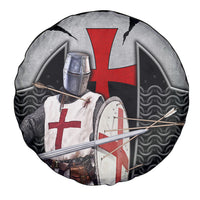 Knights Templar Warrior Red Cross Spare Tire Cover Crusader Knight In Chainmail Armor With Shield And Sword Art