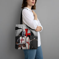 Knights Templar Warrior Red Cross Tote Bag Crusader Knight In Chainmail Armor With Shield And Sword Art