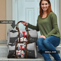Knights Templar Warrior Red Cross Travel Bag Crusader Knight In Chainmail Armor With Shield And Sword Art