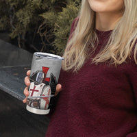 Knights Templar Warrior Red Cross Tumbler Cup Crusader Knight In Chainmail Armor With Shield And Sword Art