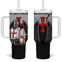 Knights Templar Warrior Red Cross Tumbler With Handle Crusader Knight In Chainmail Armor With Shield And Sword Art