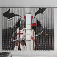 Knights Templar Warrior Red Cross Window Curtain Crusader Knight In Chainmail Armor With Shield And Sword Art