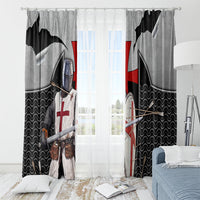 Knights Templar Warrior Red Cross Window Curtain Crusader Knight In Chainmail Armor With Shield And Sword Art