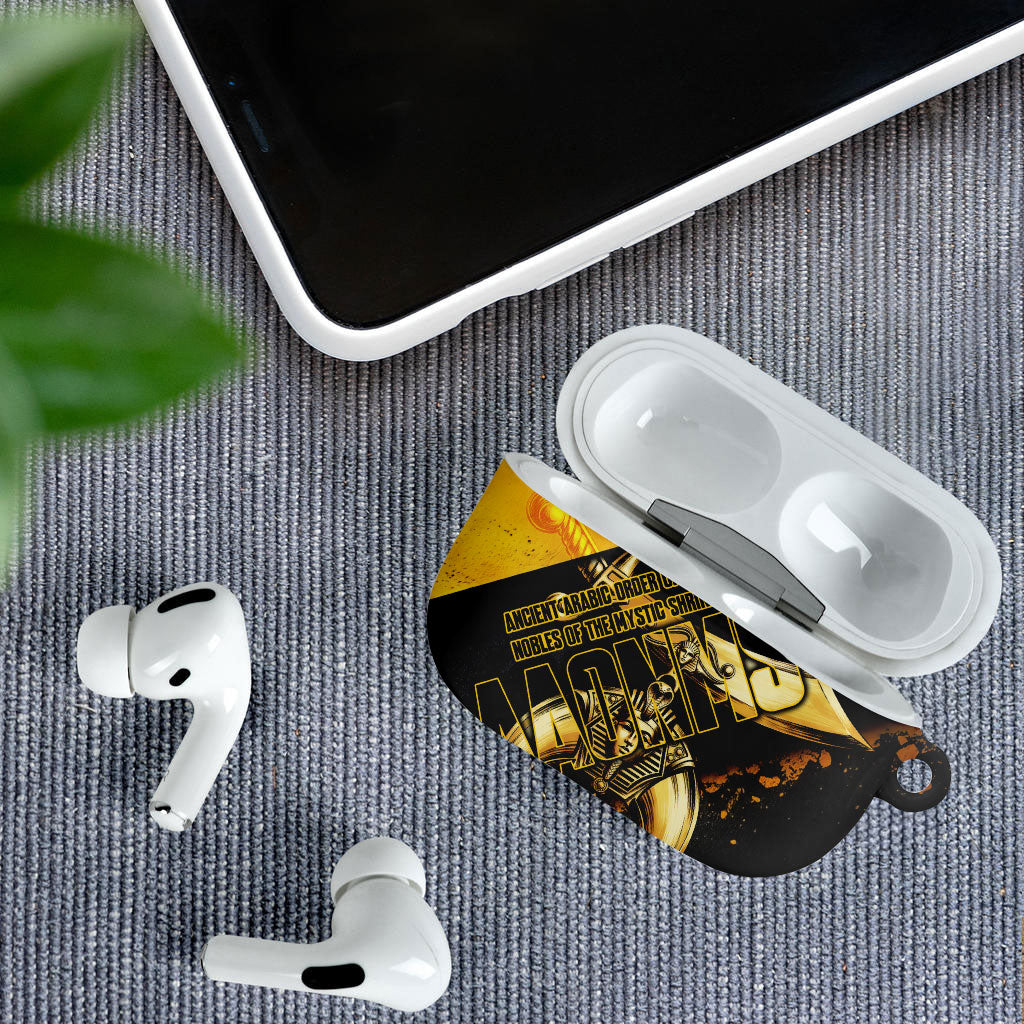 Nobles Shriners Pharaoh AirPods Case Egyptian Pharaoh King Tut Art With Gold Scimitar Emblem