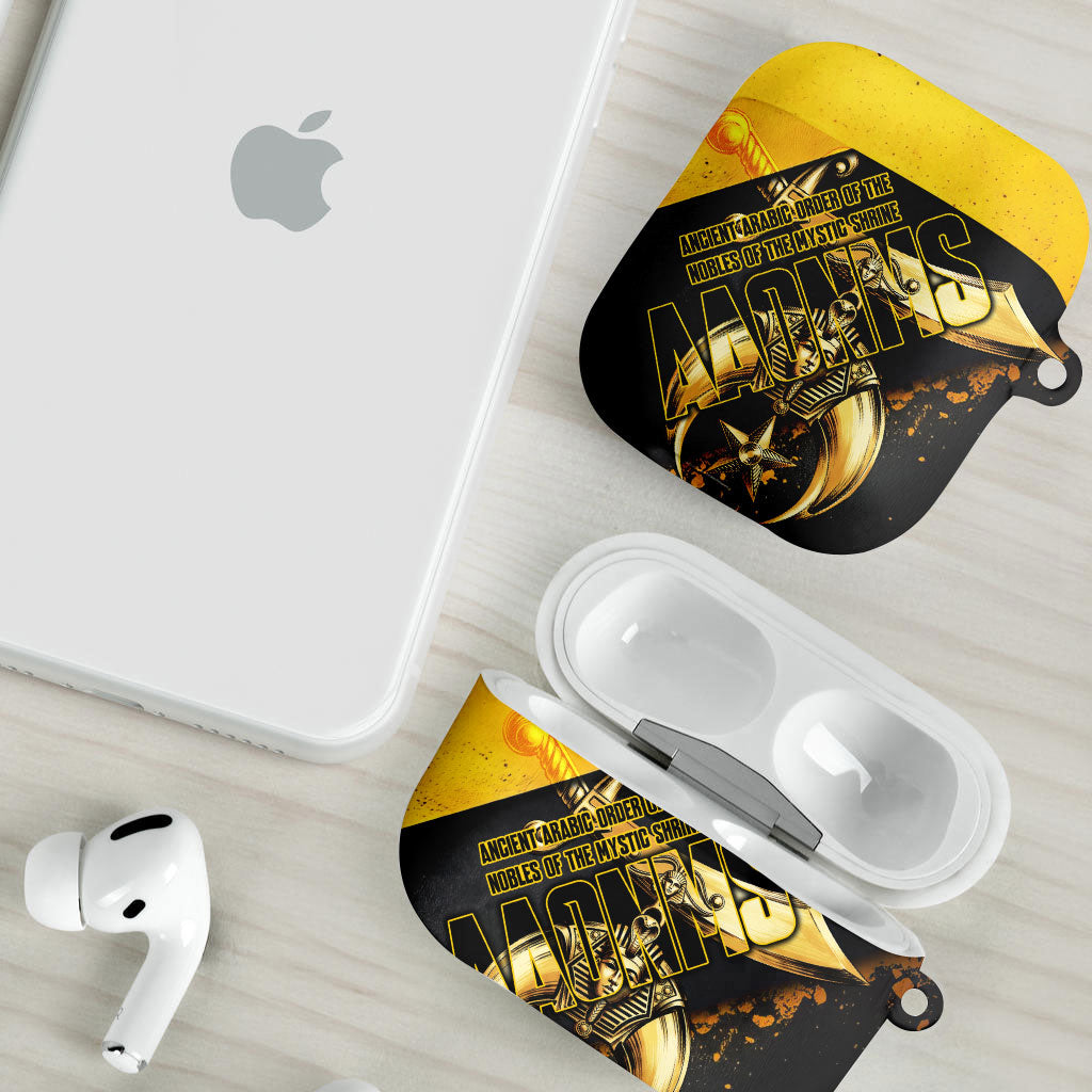 Nobles Shriners Pharaoh AirPods Case Egyptian Pharaoh King Tut Art With Gold Scimitar Emblem