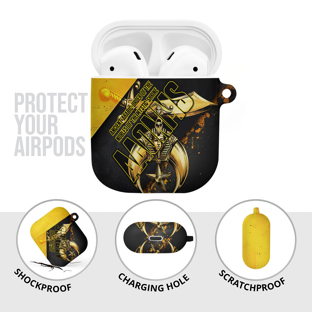 Nobles Shriners Pharaoh AirPods Case Egyptian Pharaoh King Tut Art With Gold Scimitar Emblem