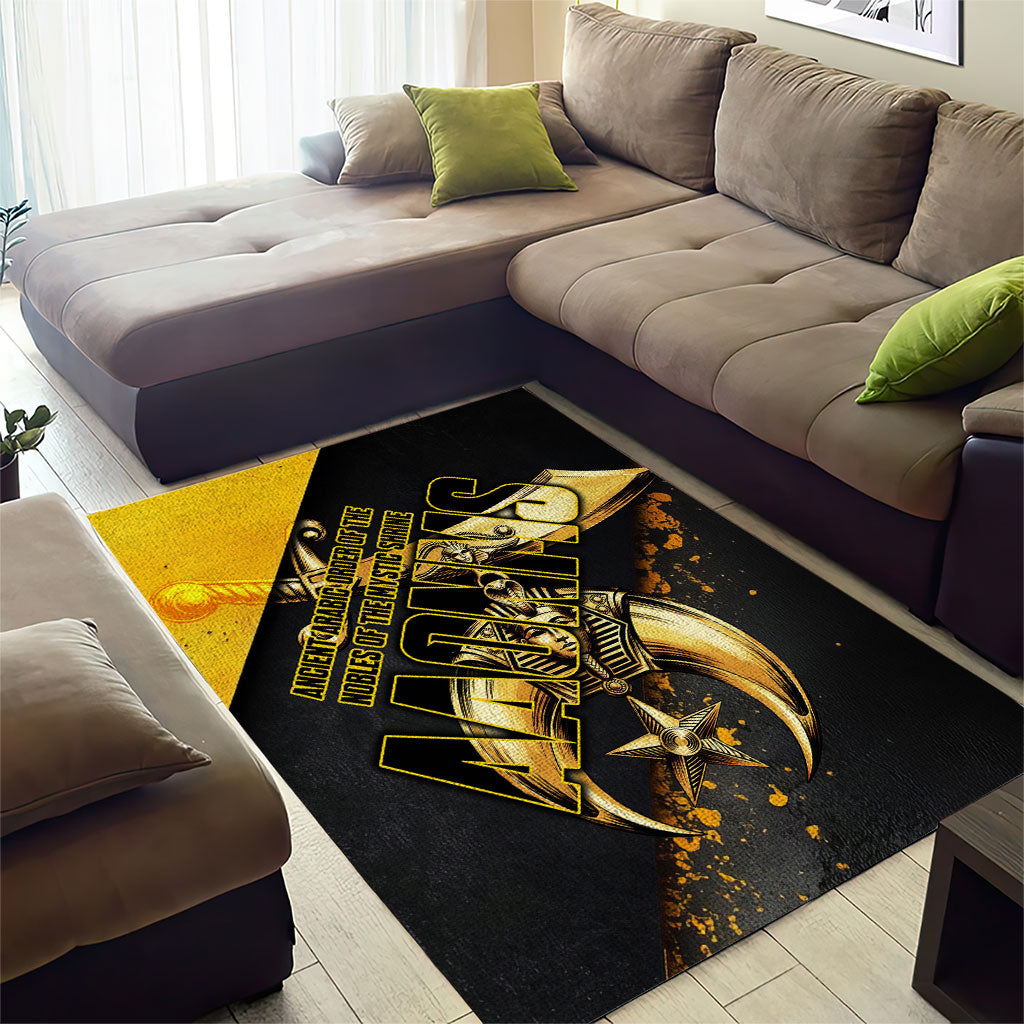 Nobles Shriners Pharaoh Area Rug Egyptian Pharaoh King Tut Art With Gold Scimitar Emblem