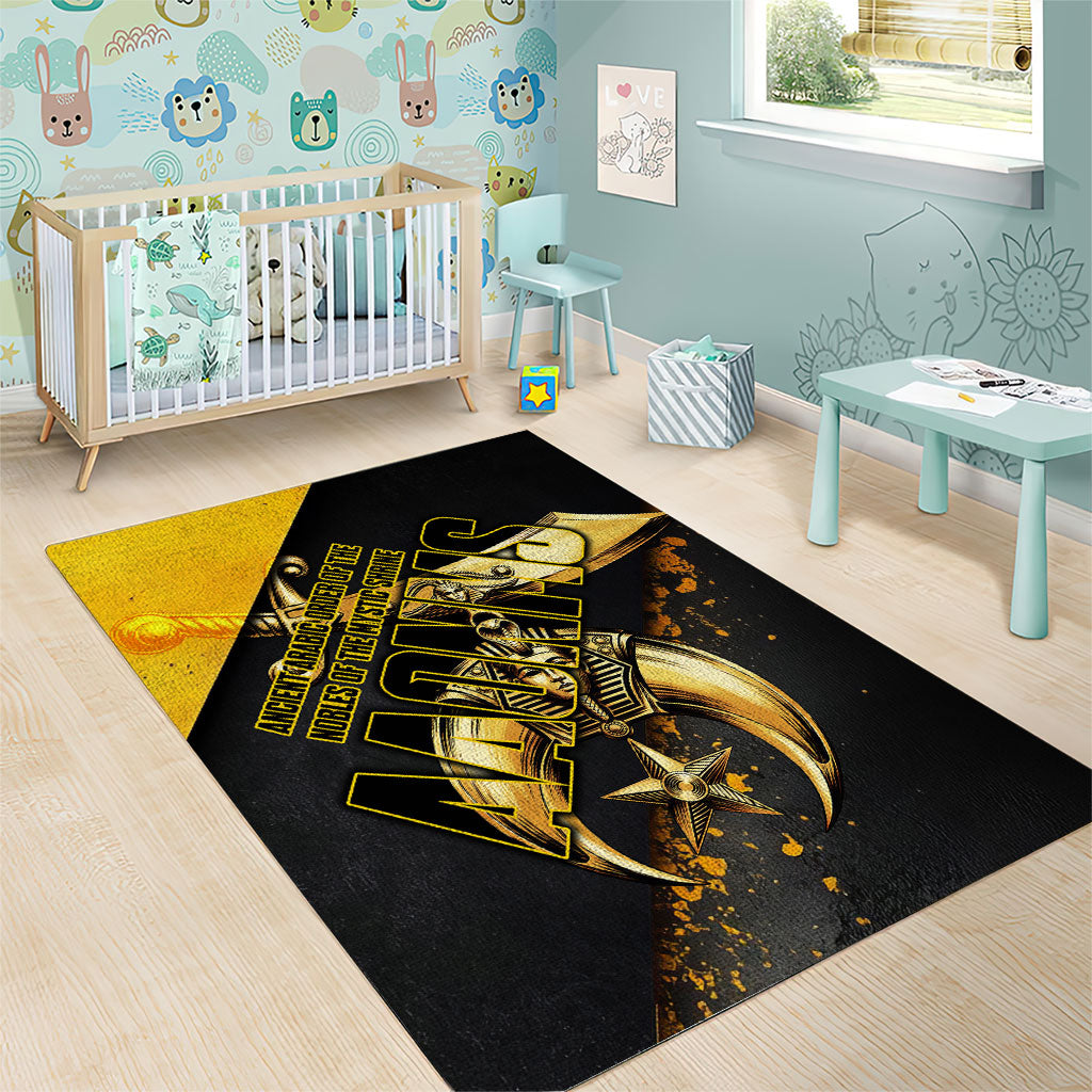 Nobles Shriners Pharaoh Area Rug Egyptian Pharaoh King Tut Art With Gold Scimitar Emblem