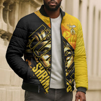 Nobles Shriners Pharaoh Bomber Puffer Jacket Egyptian Pharaoh King Tut Art With Gold Scimitar Emblem