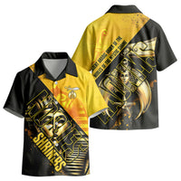 Nobles Shriners Pharaoh Kid Hawaiian Shirt Egyptian Pharaoh King Tut Art With Gold Scimitar Emblem