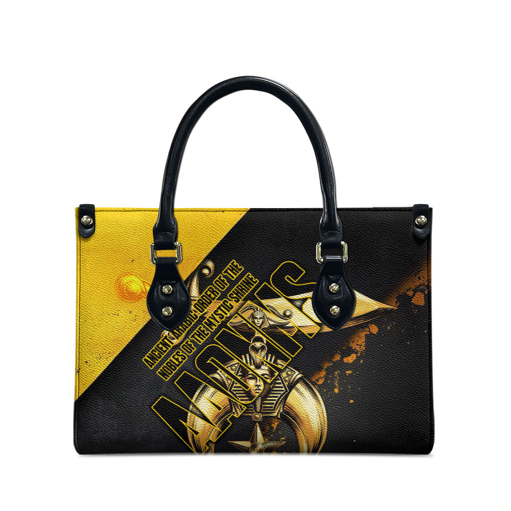 Nobles Shriners Pharaoh Leather Bag Egyptian Pharaoh King Tut Art With Gold Scimitar Emblem