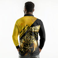 Nobles Shriners Pharaoh Long Sleeve Polo Shirt Egyptian Pharaoh King Tut Art With Gold Scimitar Emblem