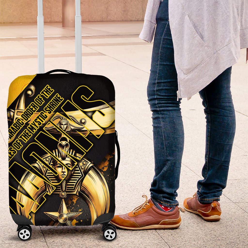 Nobles Shriners Pharaoh Luggage Cover Egyptian Pharaoh King Tut Art With Gold Scimitar Emblem