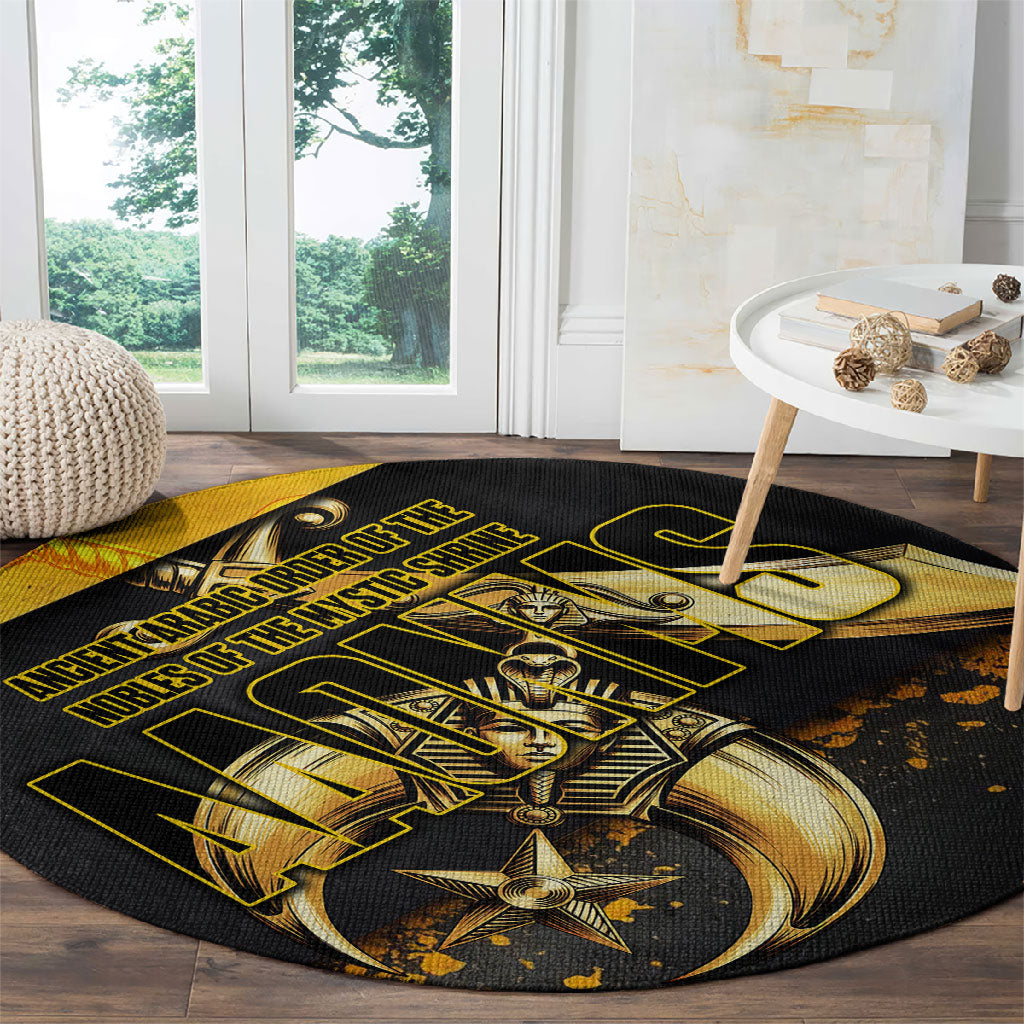 Nobles Shriners Pharaoh Round Carpet Egyptian Pharaoh King Tut Art With Gold Scimitar Emblem
