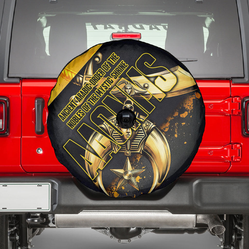 Nobles Shriners Pharaoh Spare Tire Cover Egyptian Pharaoh King Tut Art With Gold Scimitar Emblem