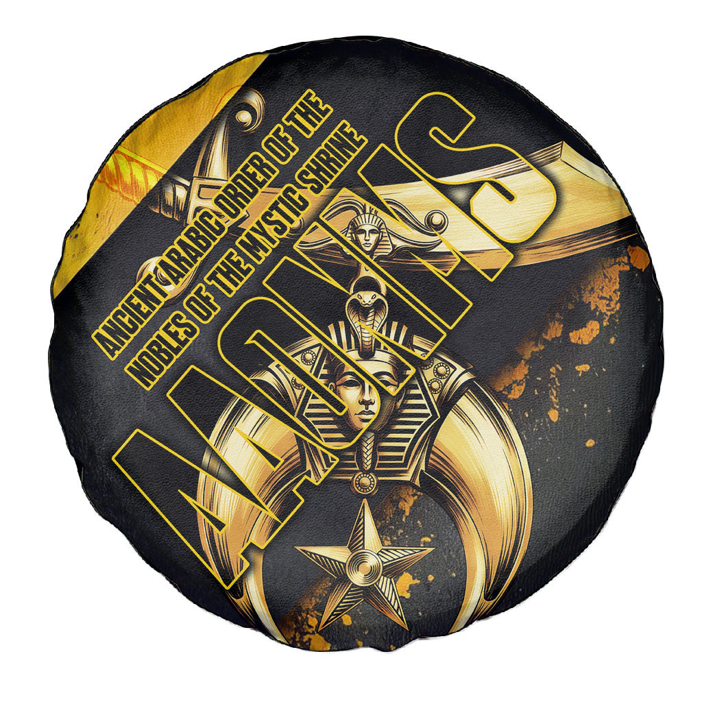 Nobles Shriners Pharaoh Spare Tire Cover Egyptian Pharaoh King Tut Art With Gold Scimitar Emblem