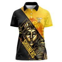 Nobles Shriners Pharaoh Women Polo Shirt Egyptian Pharaoh King Tut Art With Gold Scimitar Emblem