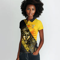 Nobles Shriners Pharaoh Women Polo Shirt Egyptian Pharaoh King Tut Art With Gold Scimitar Emblem