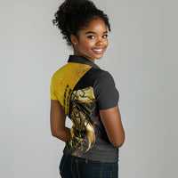 Nobles Shriners Pharaoh Women Polo Shirt Egyptian Pharaoh King Tut Art With Gold Scimitar Emblem