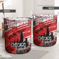 Personalized Chicago City Skyline Laundry Basket Urban Graffiti Street Art - Second City Windy City