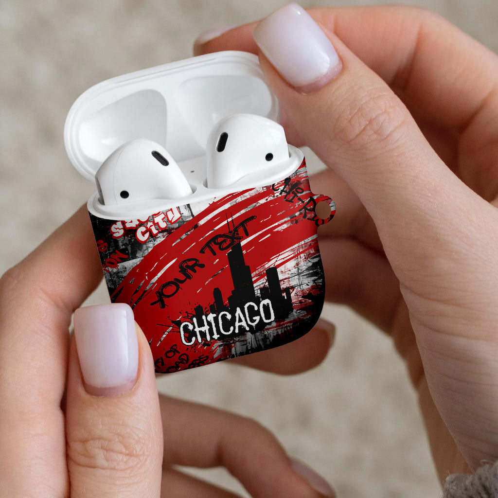 Personalized Chicago City Skyline AirPods Case Urban Graffiti Street Art - Second City Windy City