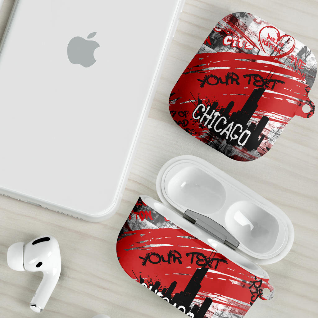 Personalized Chicago City Skyline AirPods Case Urban Graffiti Street Art - Second City Windy City