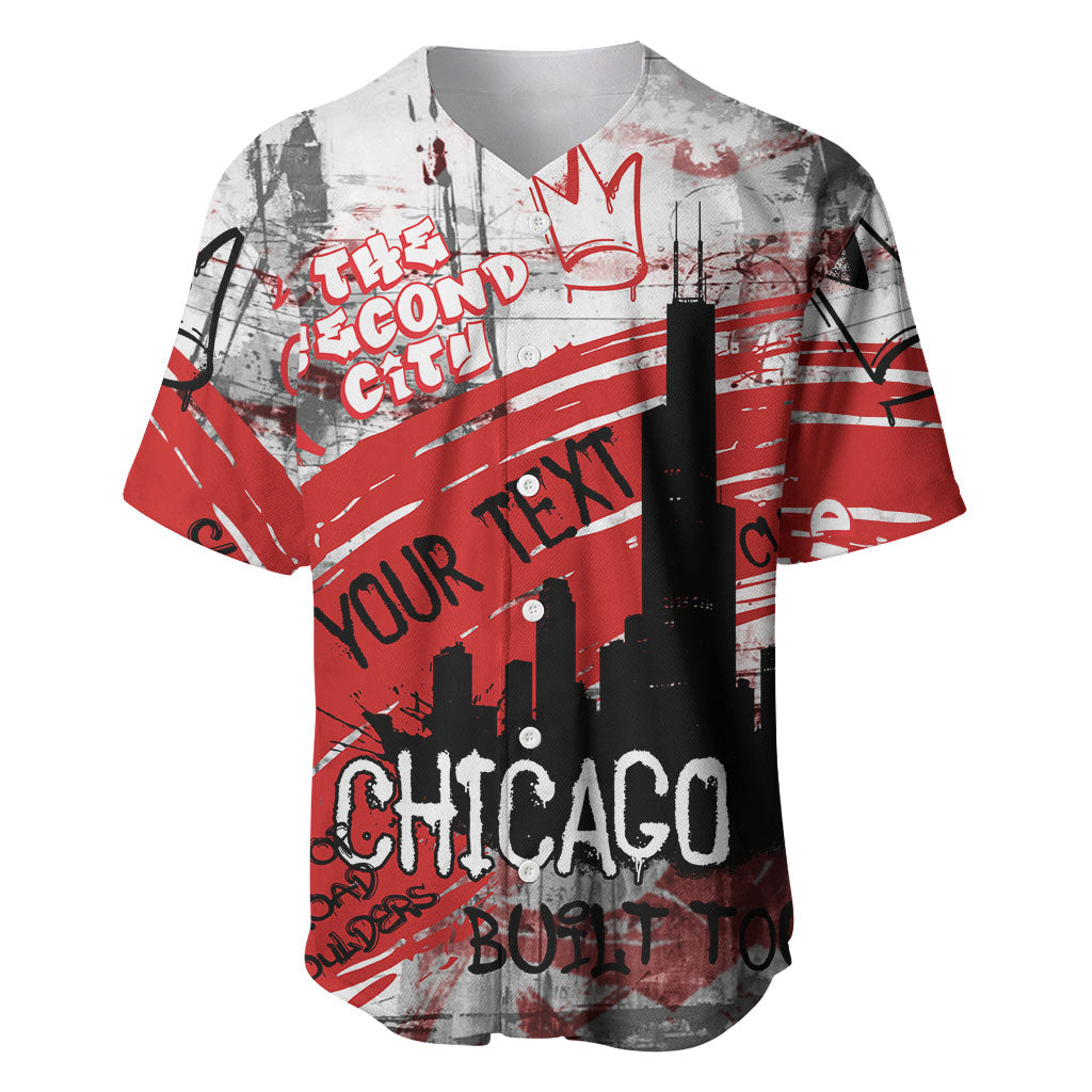 Personalized Chicago City Skyline Baseball Jersey Urban Graffiti Street Art - Second City Windy City