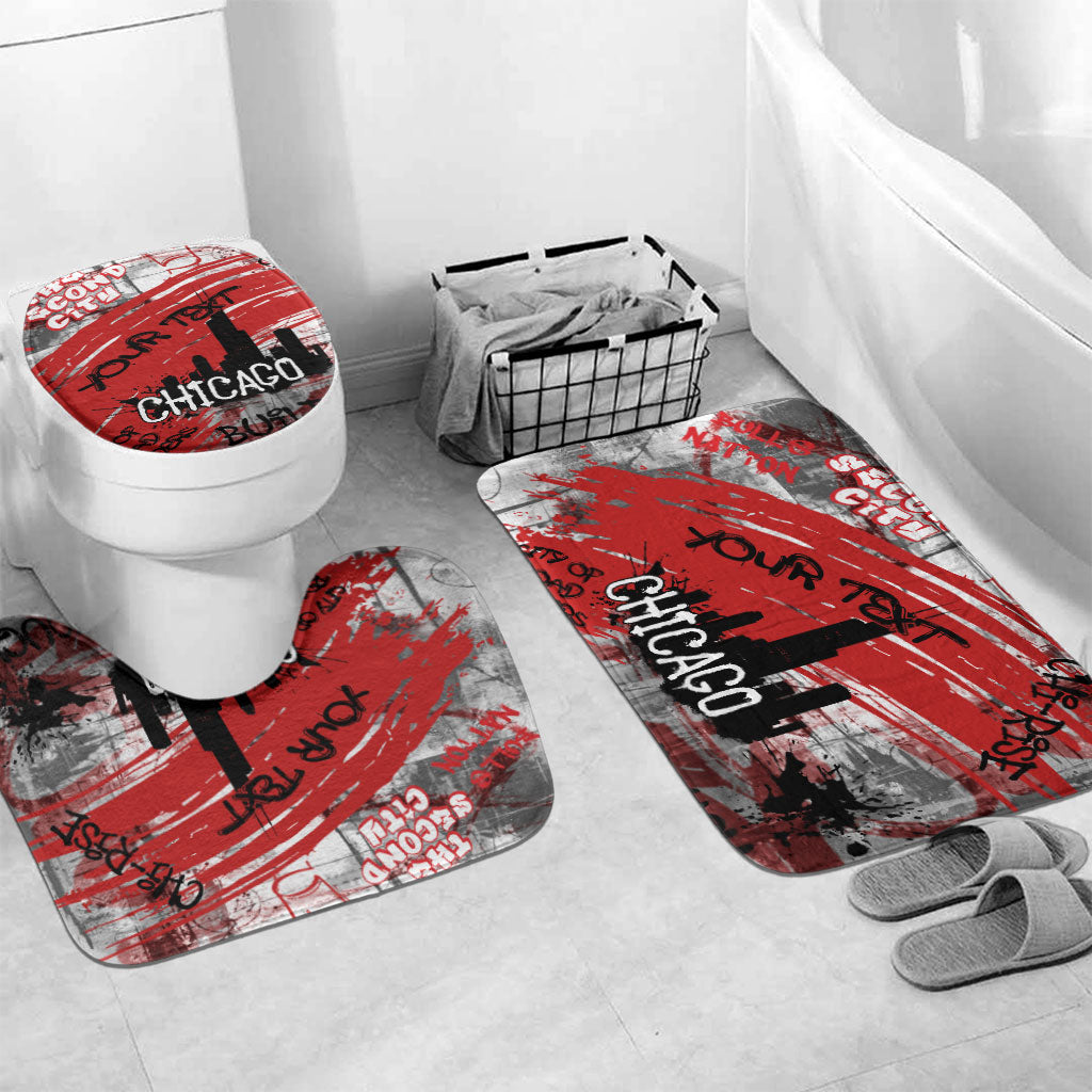 Personalized Chicago City Skyline Bathroom Set Urban Graffiti Street Art - Second City Windy City