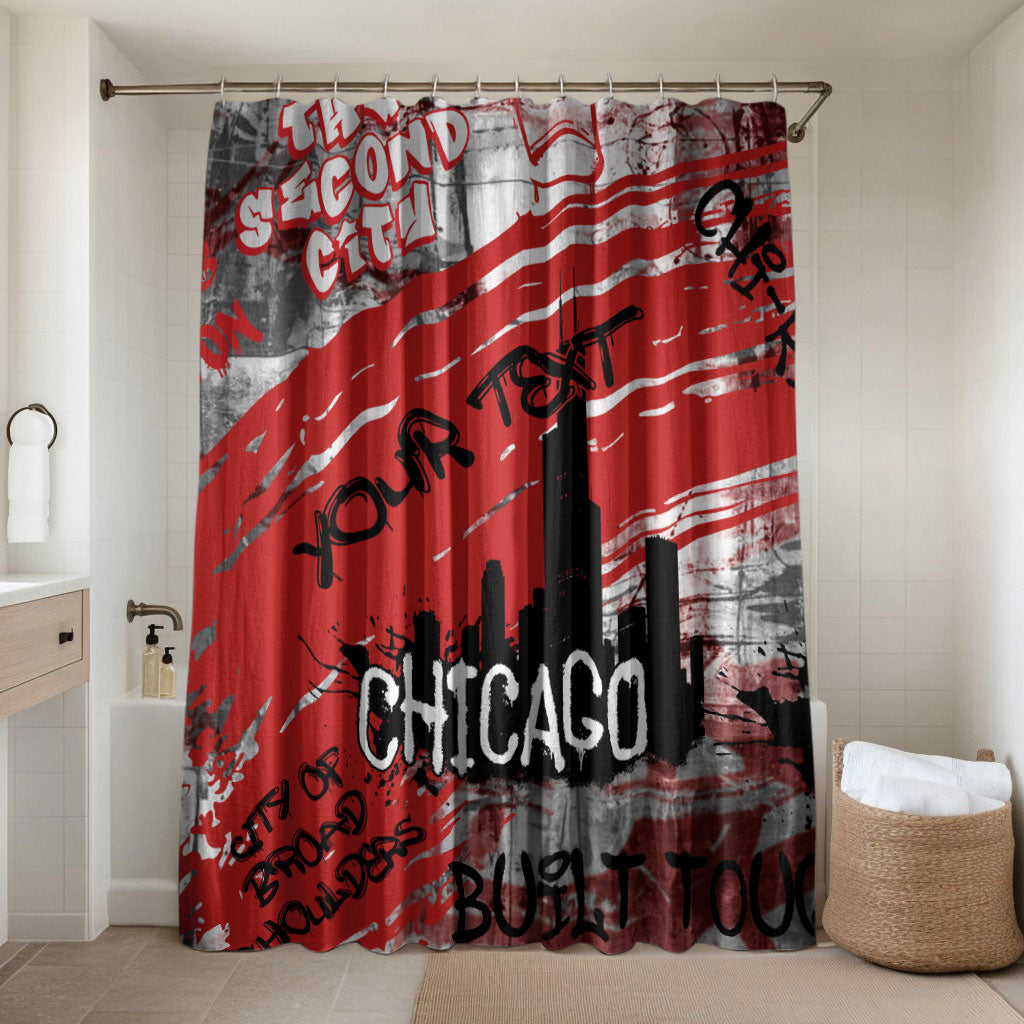 Personalized Chicago City Skyline Bathroom Set Urban Graffiti Street Art - Second City Windy City