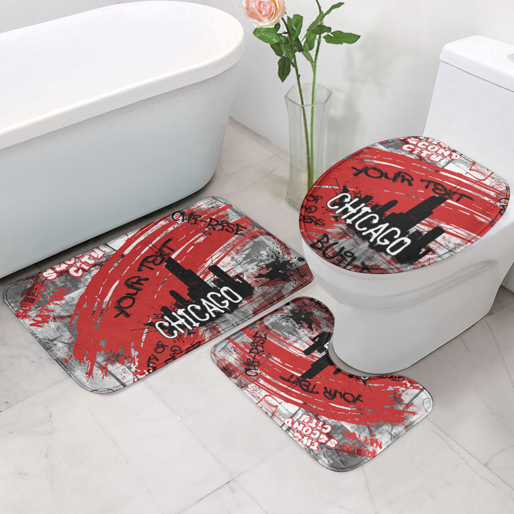 Personalized Chicago City Skyline Bathroom Set Urban Graffiti Street Art - Second City Windy City