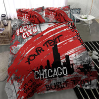 Personalized Chicago City Skyline Bedding Set Urban Graffiti Street Art - Second City Windy City