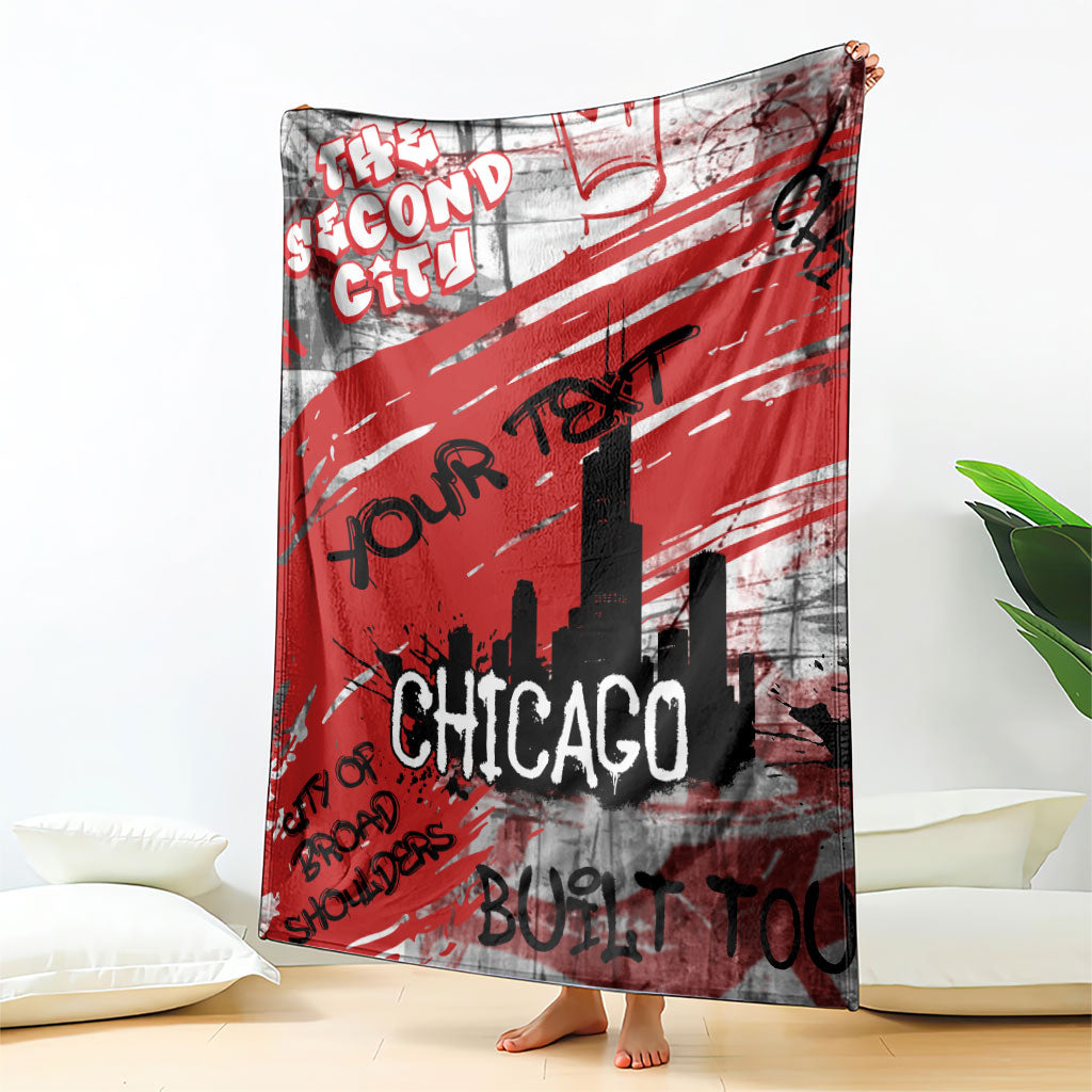 Personalized Chicago City Skyline Blanket Urban Graffiti Street Art - Second City Windy City