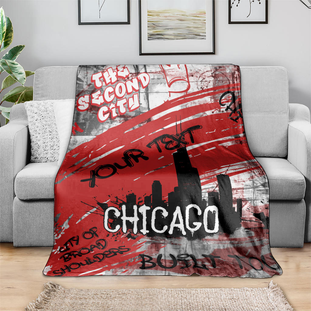 Personalized Chicago City Skyline Blanket Urban Graffiti Street Art - Second City Windy City