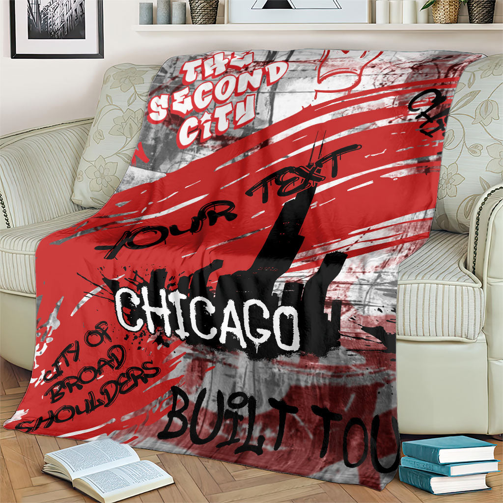 Personalized Chicago City Skyline Blanket Urban Graffiti Street Art - Second City Windy City