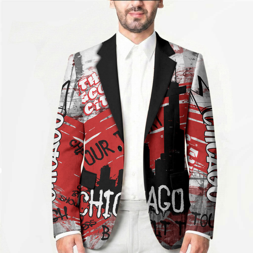 Personalized Chicago City Skyline Blazer Urban Graffiti Street Art - Second City Windy City