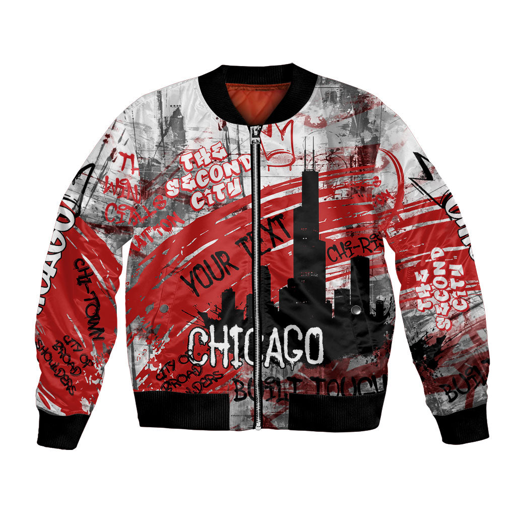 Personalized Chicago City Skyline Bomber Jacket Urban Graffiti Street Art - Second City Windy City