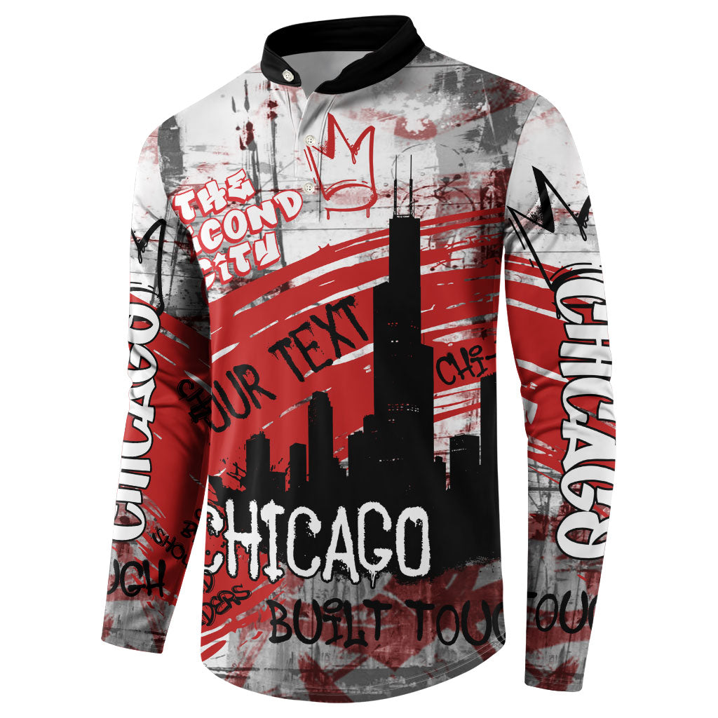 Personalized Chicago City Skyline Button Sweatshirt Urban Graffiti Street Art - Second City Windy City
